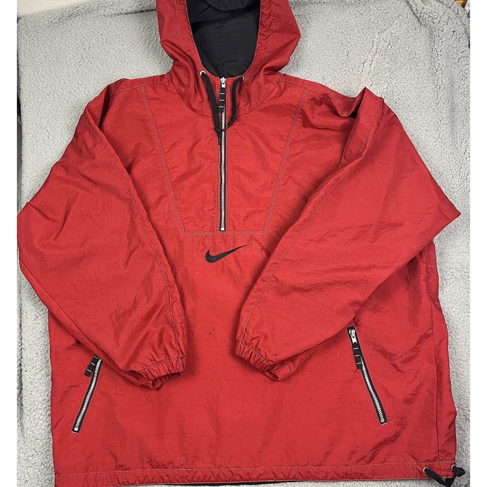 Vintage 90s Nike 1/2 Zip Pullover‎ Windbreaker Lightweight Jacket Red Size XL